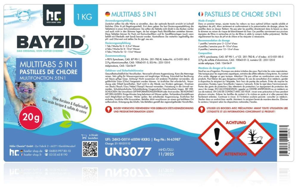 1 kg BAYZID® Multitabs 20g 5in1 für Pools